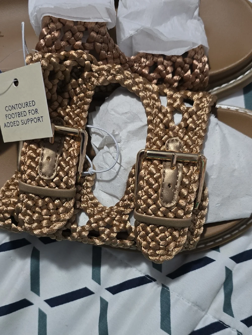 Kylie Woven Two Band Footbed Sandals Size 6.5 - Picture 3 of 4